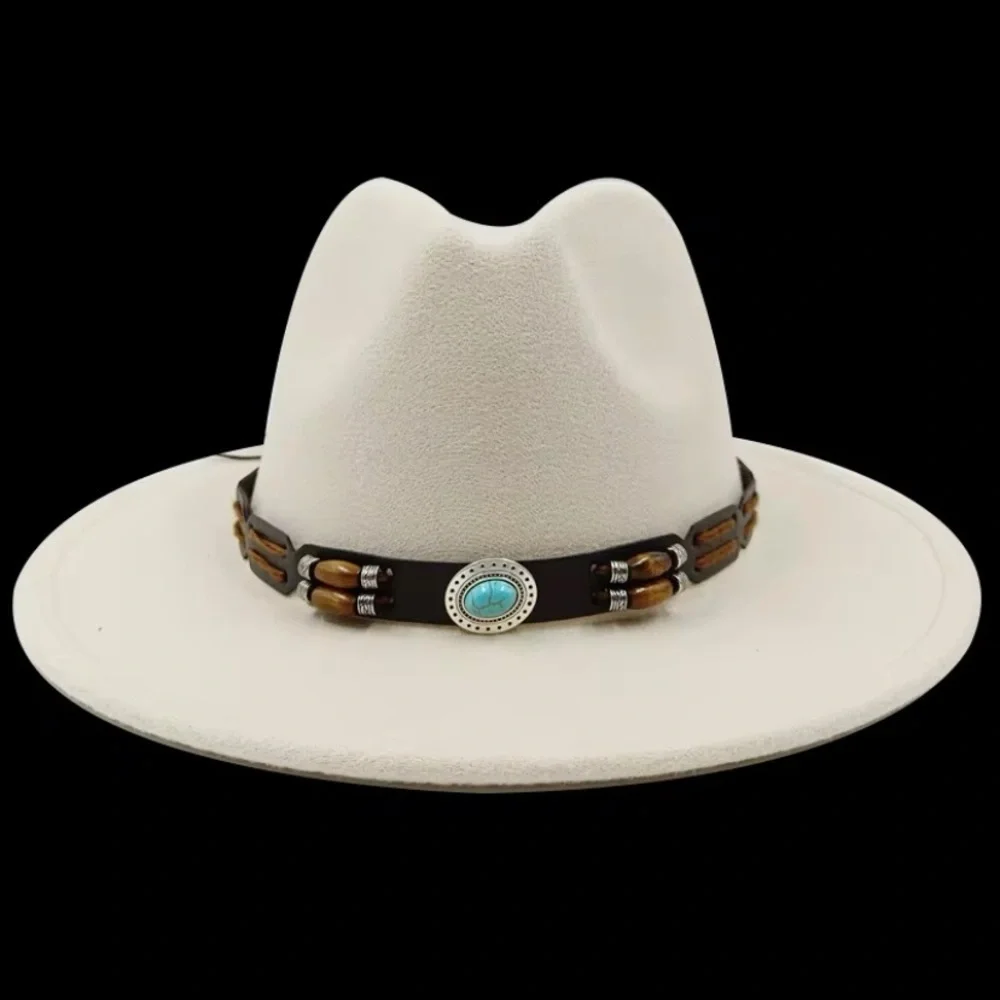 Trendy western ranch/ farmers boho hat in vanilla white summer perfect - Picture 3 of 8